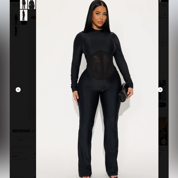 Fashion Nova Pants - FashionNova Aria Long Sleeve Corset Waist Jumpsuit - Black